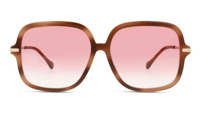 Pre-owned Gucci Women Sunglasses 0gg0884sa 003 58 Havana / Gold / Red Gradient Lenses