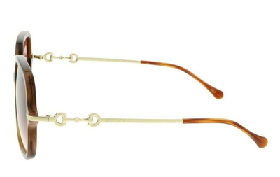 Pre-owned Gucci Women Sunglasses 0gg0884sa 003 58 Havana / Gold / Red Gradient Lenses