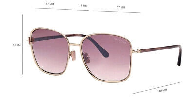 Pre-owned Tom Ford Ft1029 Fern Sunglasses Women Square 57mm & Authentic In Pink
