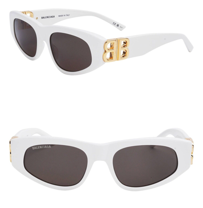 Pre-owned Balenciaga Dynasty 0095 White Gray 012 Fashion Bb Logo Narrow Sunglasses Bb0095s