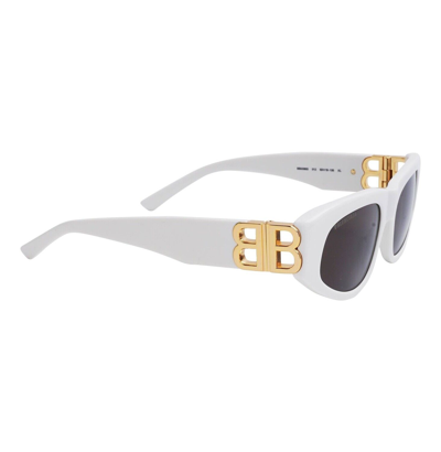 Pre-owned Balenciaga Dynasty 0095 White Gray 012 Fashion Bb Logo Narrow Sunglasses Bb0095s