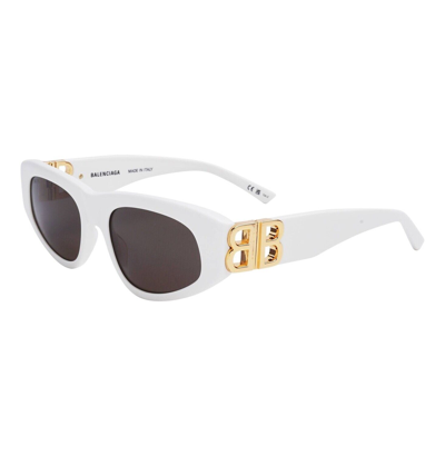 Pre-owned Balenciaga Dynasty 0095 White Gray 012 Fashion Bb Logo Narrow Sunglasses Bb0095s