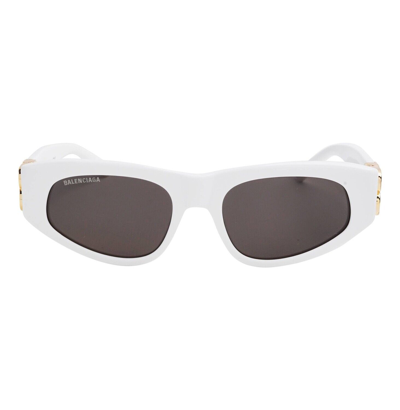 Pre-owned Balenciaga Dynasty 0095 White Gray 012 Fashion Bb Logo Narrow Sunglasses Bb0095s