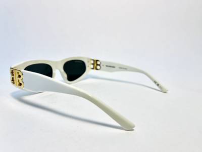 Pre-owned Balenciaga Dynasty 0095 White Gray 012 Fashion Bb Logo Narrow Sunglasses Bb0095s