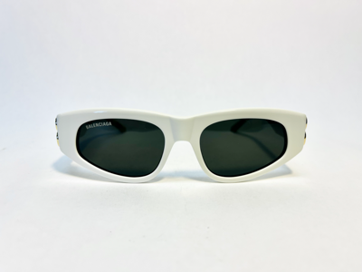 Pre-owned Balenciaga Dynasty 0095 White Gray 012 Fashion Bb Logo Narrow Sunglasses Bb0095s