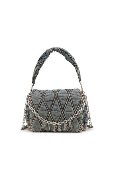 DIESEL CHARM-D M-HANDBAG IN QUILTED DENIM 