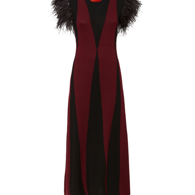 Shop La Doublej Harlequin Sleeveless Dress In Bordeaux & Black