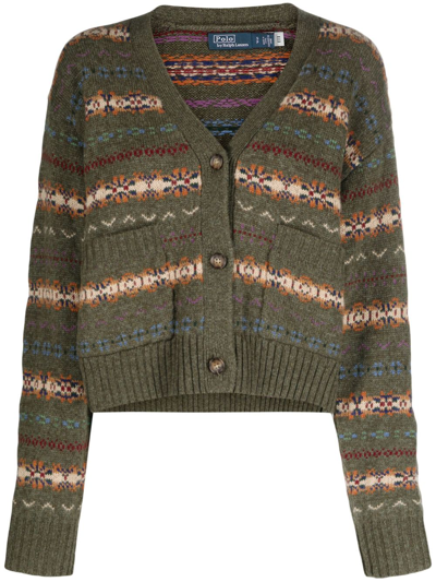 Shop Polo Ralph Lauren Fair Isle-knit Wool Cardigan - Women's - Wool/cashmere/alpaca/other Fibers In Green