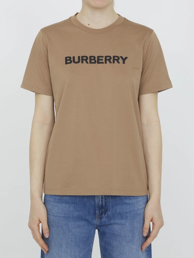 Shop Burberry Logo Cotton T-shirt In Beige