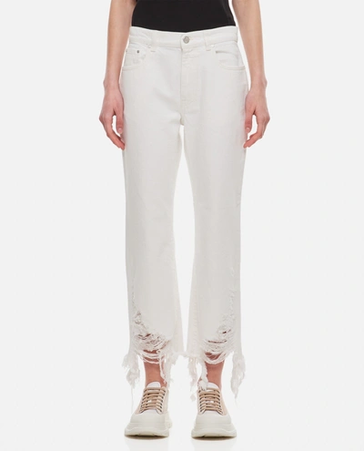 Shop Stella Mccartney Distressed Cotton Jeans In White