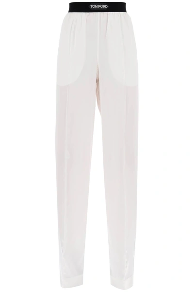 Tom Ford Primrose Liliac Silk Satin Pijama Pants In White