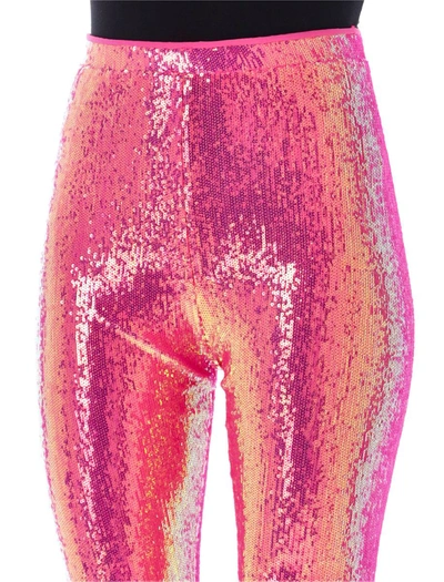 Shop Alexandre Vauthier Leggings Sequin In Neon Pink