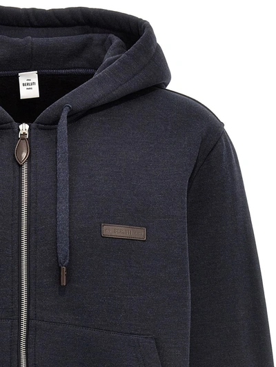 Shop Berluti Logo Patch Hoodie In Blue