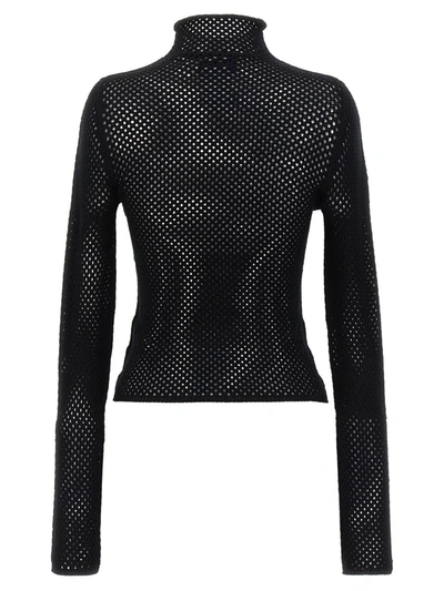 Off-white Openwork Logo Sweater Sweater, Cardigans Black In Black