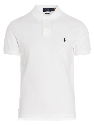 Shop Polo Ralph Lauren Logo Embroidery Polo Shirt In White