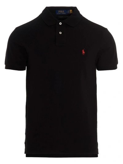 Shop Polo Ralph Lauren Logo Embroidery Polo Shirt In Black