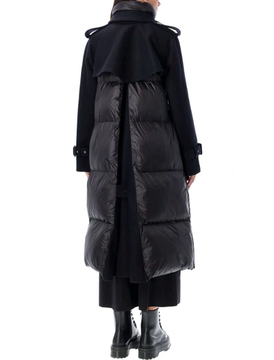 Shop Sacai Coat Melton Wool + Nylon In Black