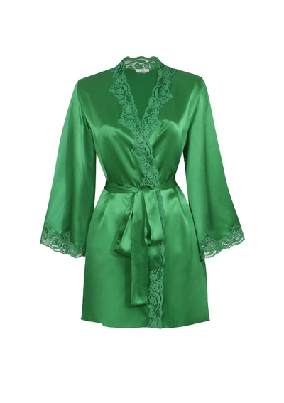 Shop Gilda & Pearl Emeralds In My Boudoir Silk Robe In  Jewel Green