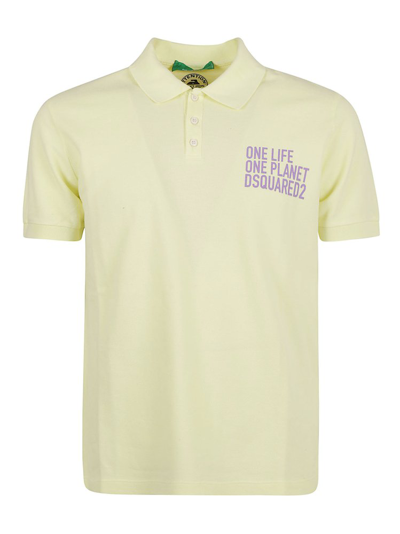 Shop Dsquared2 Logo Printed Short Sleeved Polo Shirt In Yellow