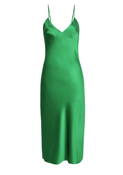 Shop Gilda & Pearl Sophia Midi Silk Slip Dress In Jewel Green