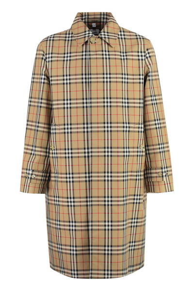 Shop Burberry Checked Car Coat In Beige