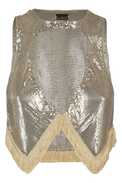 Shop Rabanne Paco  Fringe Detailed Top In Gold