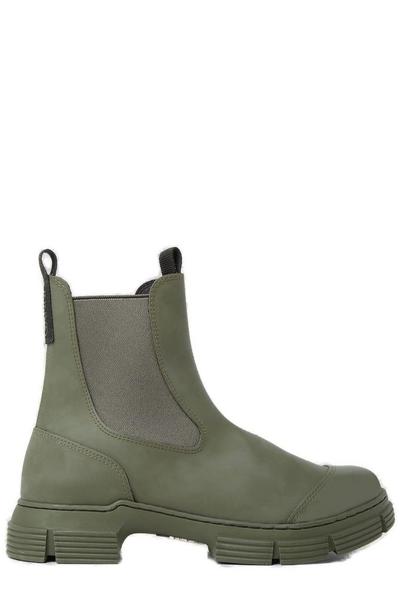 Shop Ganni City Round Toe Ankle Boots In Green
