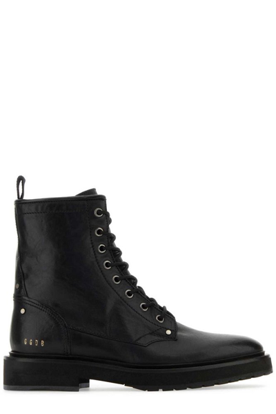 Shop Golden Goose Deluxe Brand Logo Printed Combat Ankle Boots In Black
