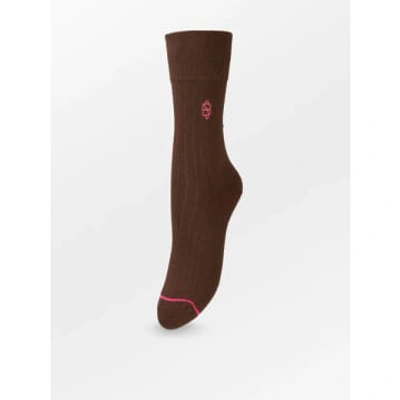 Shop Becksondergaard Logo Cotta Sock In Brown