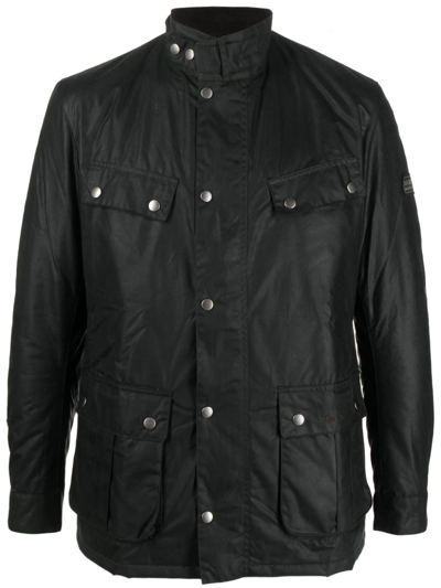 Shop Barbour International Dude Waxed Military Jacket In Green