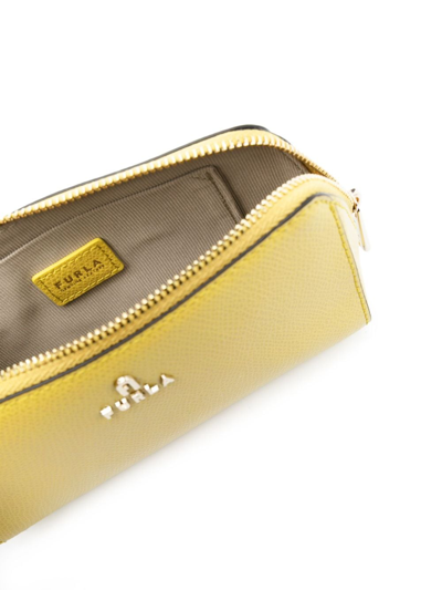 Shop Furla Continental Leather Make Up Bag In Yellow