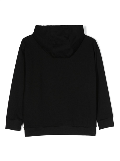 Versace Logo-embroidered Cotton Hoodie In Black