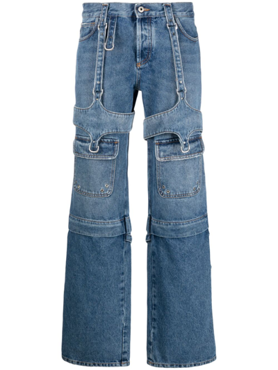 Off-white Off White Cargo Jeans In Blue