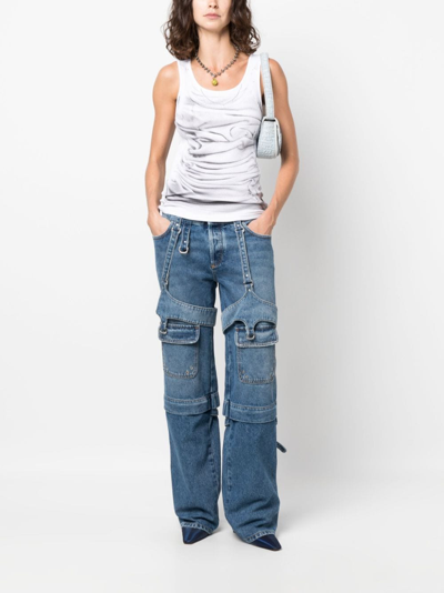 Shop Off-white Cargo Zip Straight-leg Jeans In Blue