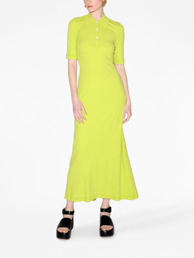 Shop Rosetta Getty Polo-collar Cotton Dress In Green