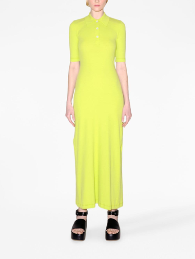 Shop Rosetta Getty Polo-collar Cotton Dress In Green