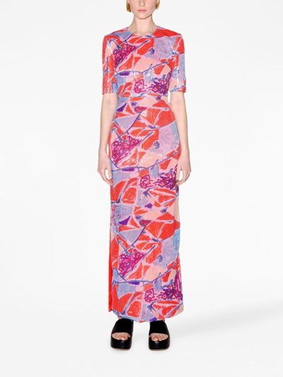 Shop Rosetta Getty Sequin-embellished Long Dress In Pink