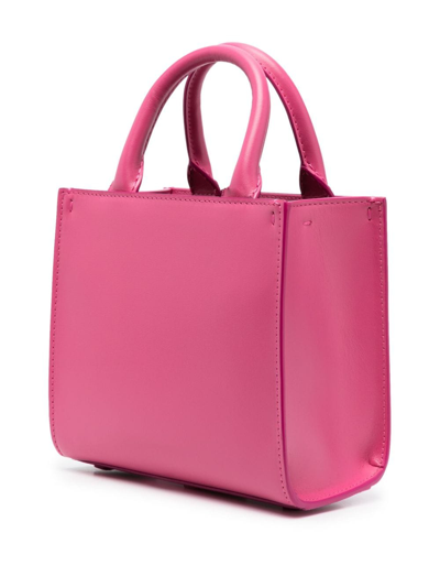 Dolce & Gabbana Small Calfskin Dg Logo Shopper In Pink