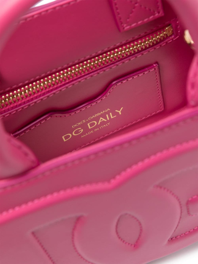 Dolce & Gabbana Small Calfskin Dg Logo Shopper In Pink