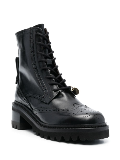 Shop See By Chloé Aria Lace-up Leather Boots In Black