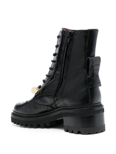 Shop See By Chloé Aria Lace-up Leather Boots In Black