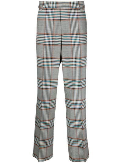 Shop Vivienne Westwood Plaid-check Pattern Straight-leg Trousers In Blue