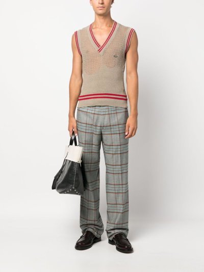 Shop Vivienne Westwood Plaid-check Pattern Straight-leg Trousers In Blue