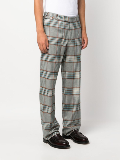 Shop Vivienne Westwood Plaid-check Pattern Straight-leg Trousers In Blue