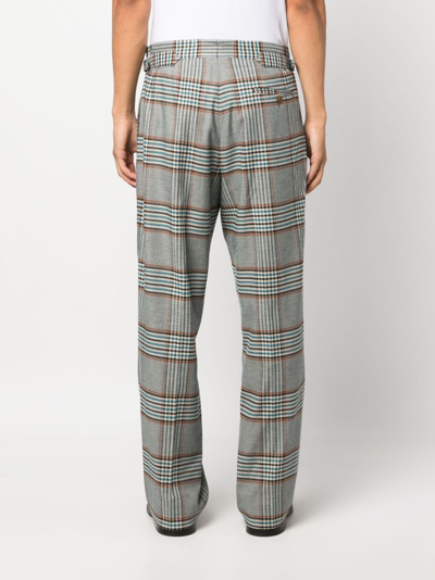 Shop Vivienne Westwood Plaid-check Pattern Straight-leg Trousers In Blue