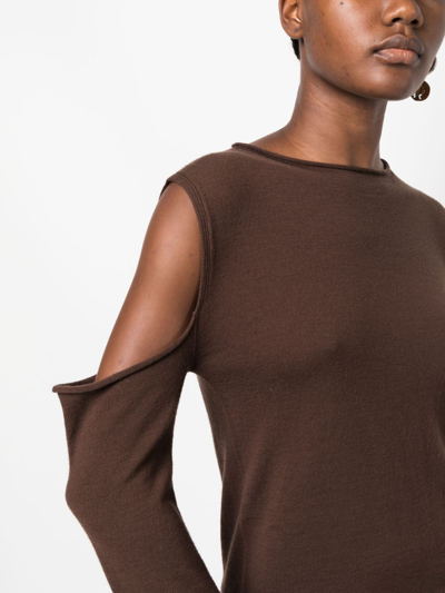 Shop Rick Owens Cut-out Detailing Knitted Top In Brown