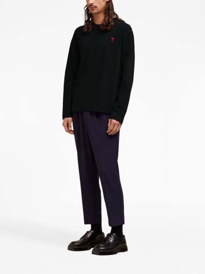 Ami Alexandre Mattiussi Logo Organic Cotton Jersey Sweatshirt In Black