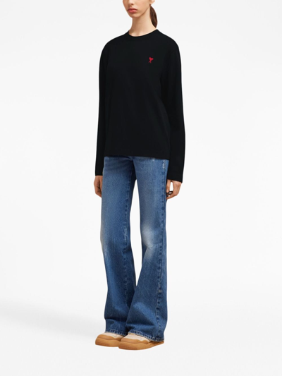 Ami Alexandre Mattiussi Logo Organic Cotton Jersey Sweatshirt In Black