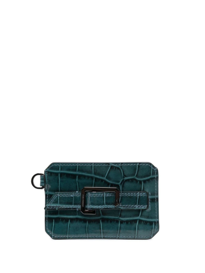 Zadig & Voltaire Le Cecilia Crocodile-effect Cardholder In Blue