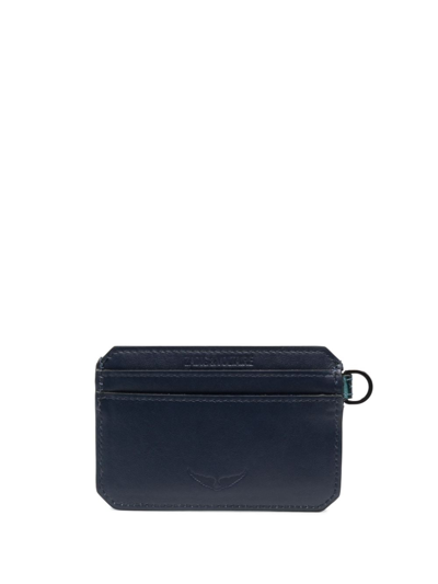 Zadig & Voltaire Le Cecilia Crocodile-effect Cardholder In Blue